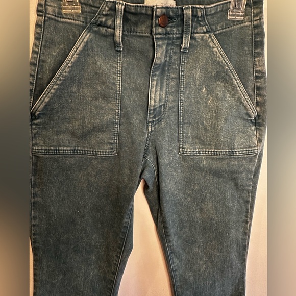 High-Waisted Green Mineral Washed Denim Jeans - Picture 3 of 5
